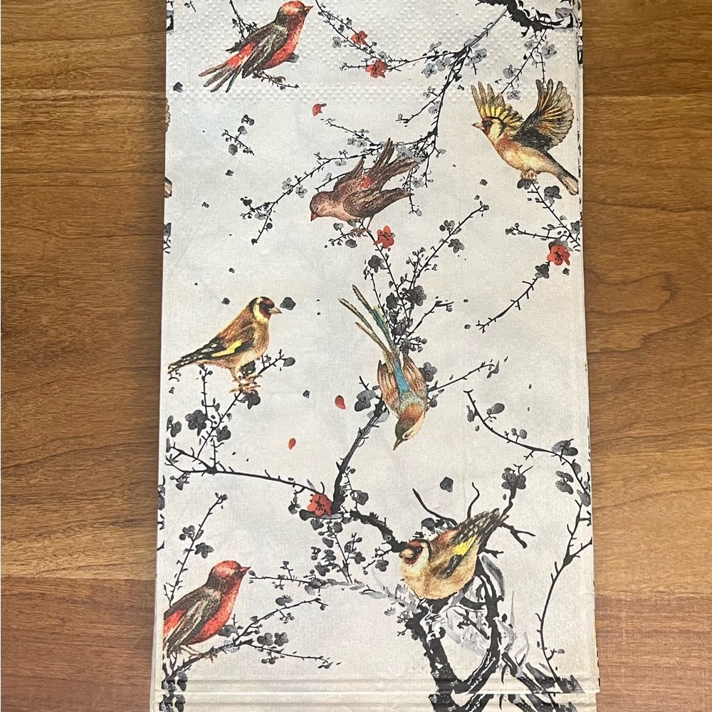 Lot of 2 Packs: Vintage Style Floral & Bird Guest Napkins/Hand Towels 4.3”x8” - Picture 5 of 6